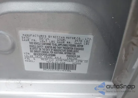 2014 Nissan Versa Note Sv из США, поврежденный, VIN 3N1CE2CP2EL423386